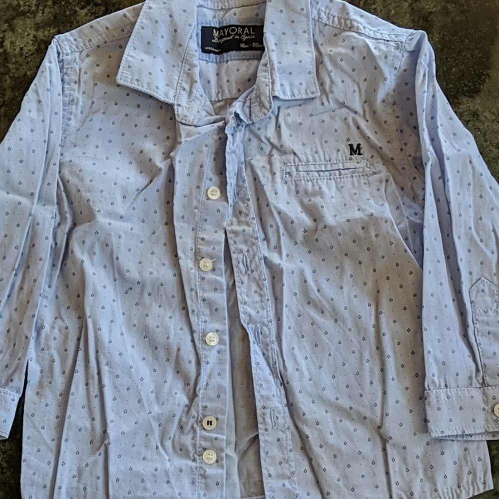 Boys blue button down shirt